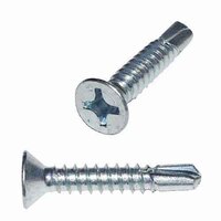 FPTEK81 #8 X 1" Flat Head, Phillips, Self-Drilling Screw, Zinc